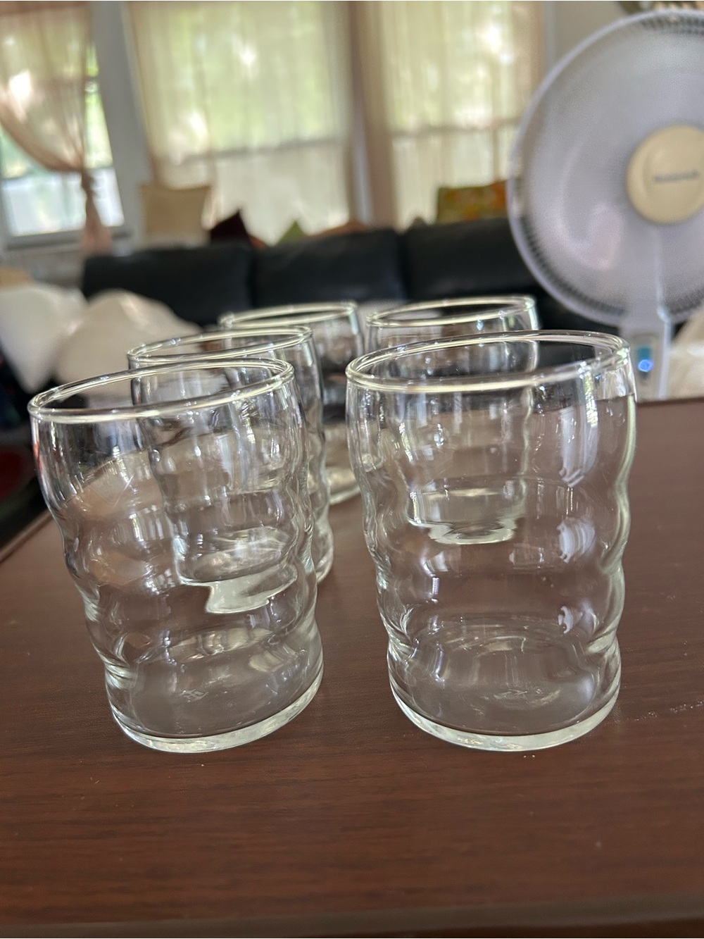 Vintage anchor hocking Set of 5 Clear Wavy Glass Tumblers, no scratches